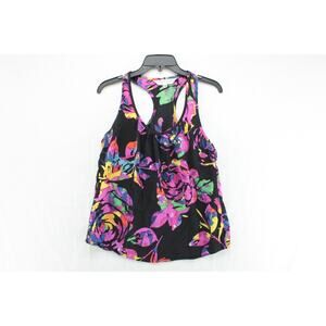 Trina Turk Tank Top Women's Medium Boho Colorful Floral Print 100% Silk USA